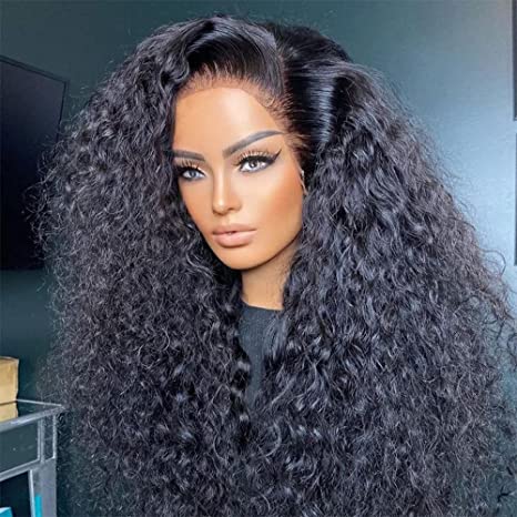 Natural Hairline 300% High Density Curly Lace Front Wig Medium Length 13x4 Water Curly HD Transparent Lace Human Hair Wigs