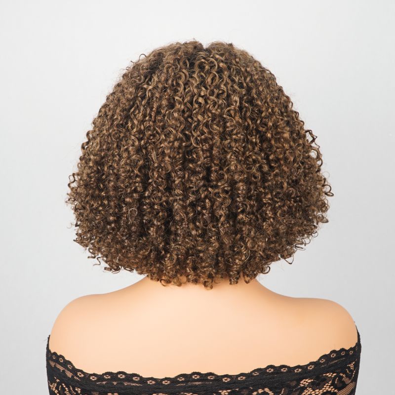 Luxury Designer Series Elegant 180% Density Curly Brown Bob Wig  Brazilian Virgin Human Wigs with 4x4 Lace for Women Natural Hairline Wigs-GEETA HAIR