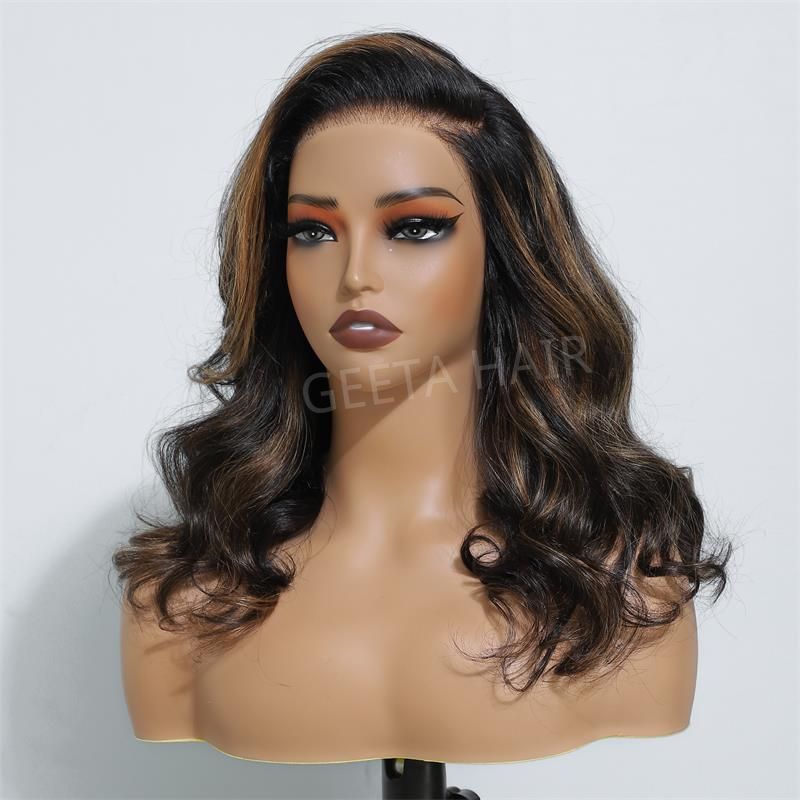 24 Hours Shipping Highlight Brown Glueless G1B/30 Color Body Wave 13x4 HD Lace Front Wig Pre Plucked 180% Density