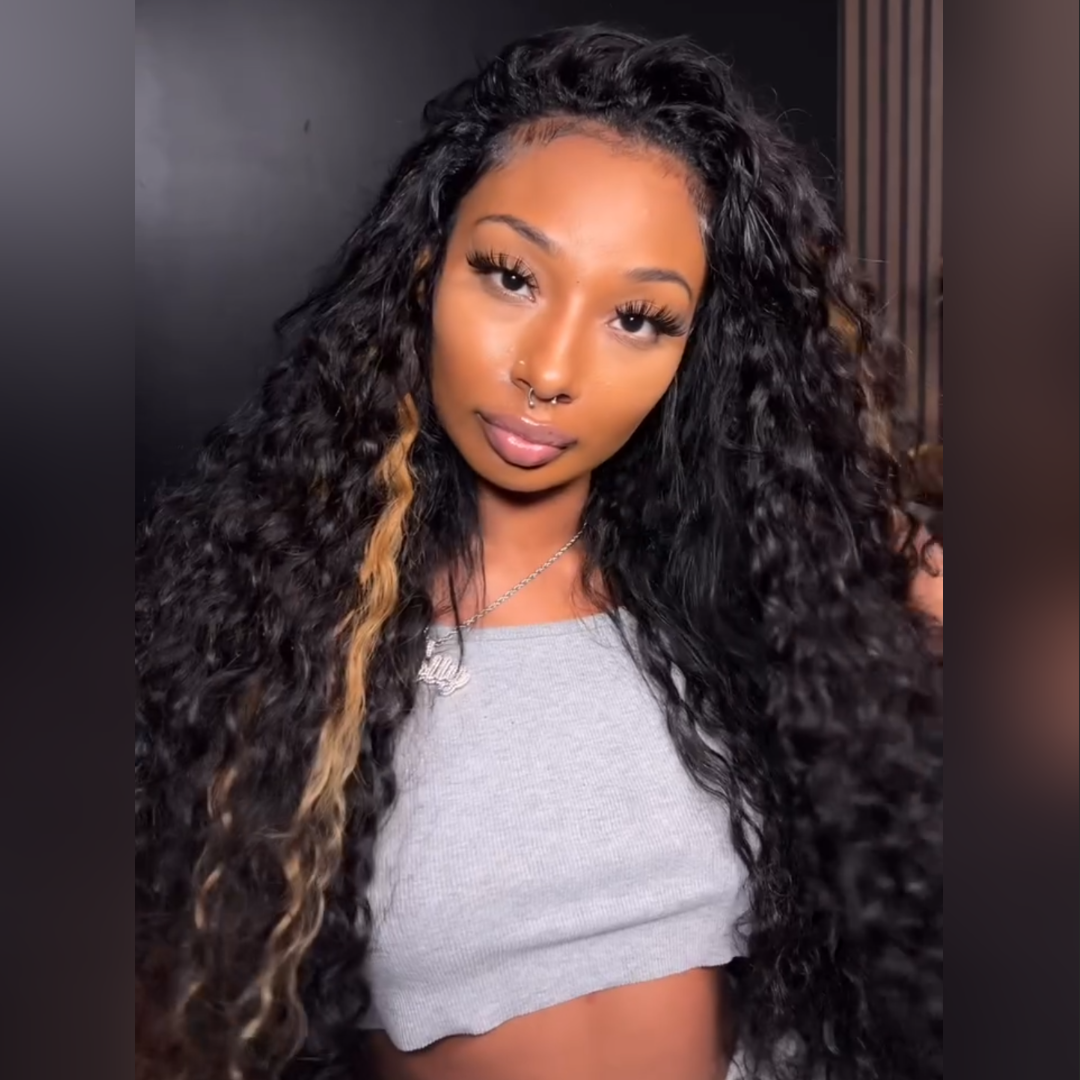 Luxe 300% Density Ready To Wear Glueless Wigs Deep Wace 13x4 Lace Part Human Hair Wig Highlight Blonde With Black Wigs