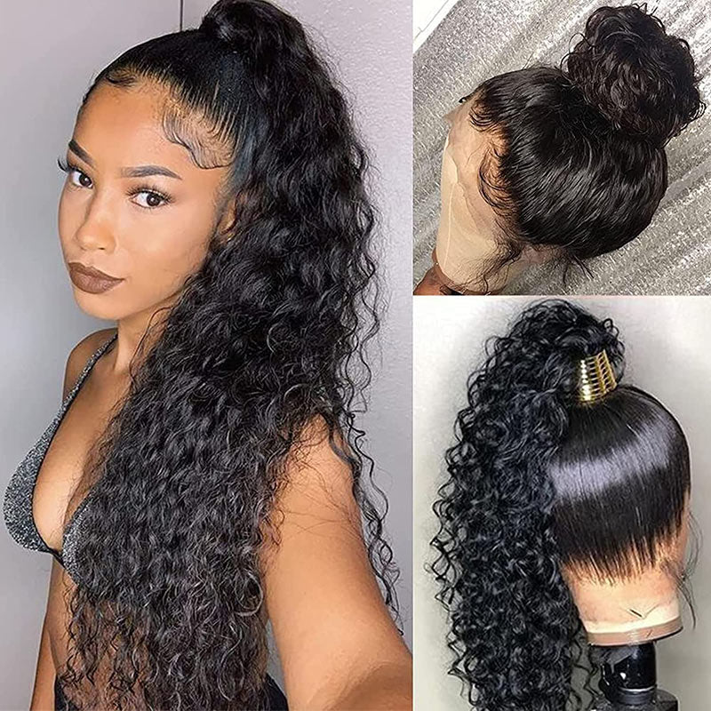 360 HD Lace Front Human Hair Wigs Invisible Water Wave Lace Front Wig With Pre Plucked Hairline For Black Women-Geetahair