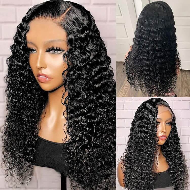 Deep Wave 360 Lace Front Wigs Pre Plucked Natural Hairline Real Human Hair Wigs for Black Women-GeetaHair