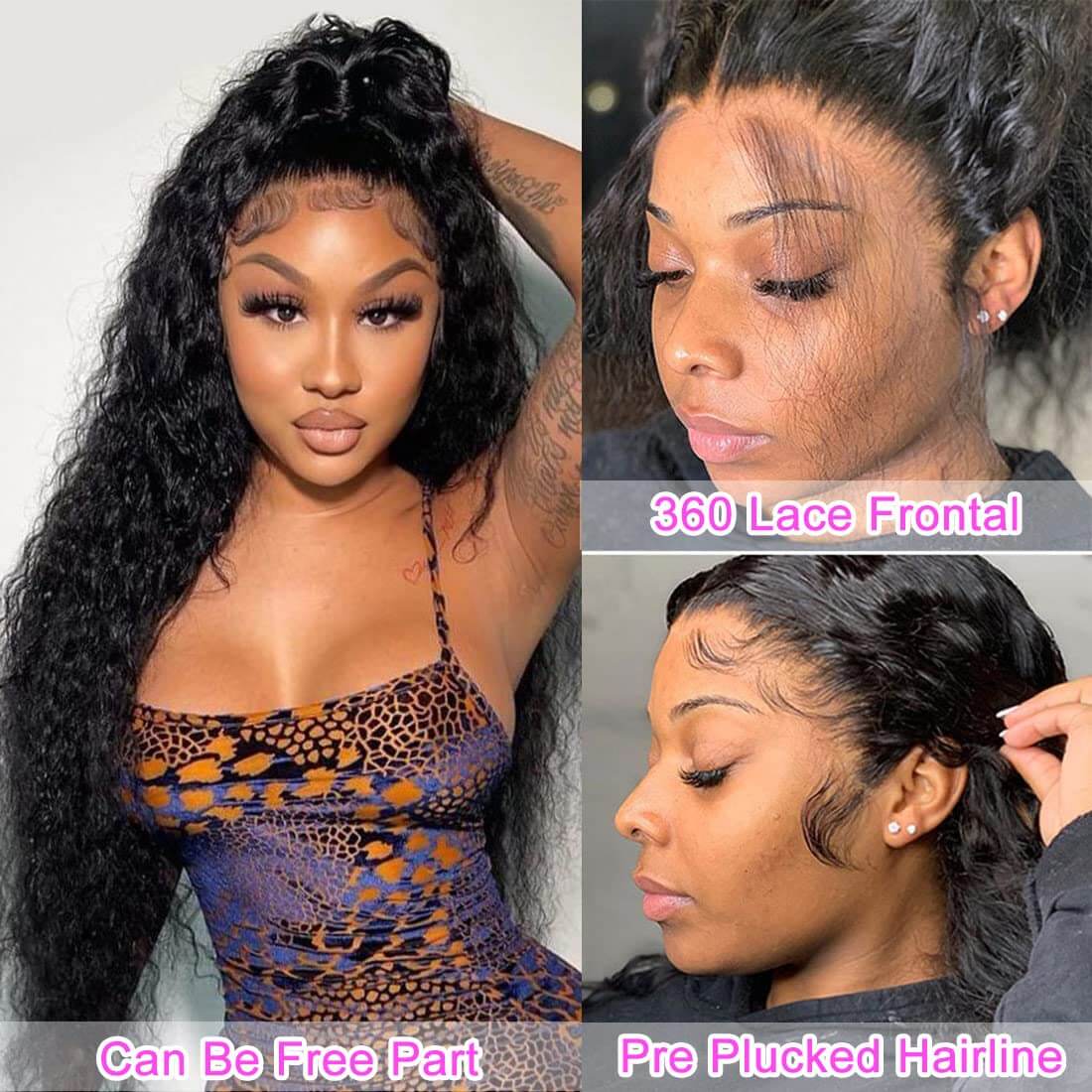 Deep Wave 360 Lace Front Wigs Pre Plucked Natural Hairline Real Human Hair Wigs for Black Women-GeetaHair