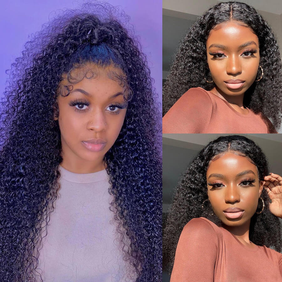 360 Lace Frontal Human Hair Kinky Curly Wigs Pre Plucked With Baby Hair Natural Hairline Glueless Wig-geetahair