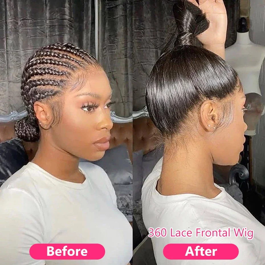 Straight Hair 360 Lace Frontal Wigs Pre Plucked With Baby Hair 100% Virgin Human Hair Wigs Near Me-GeetaHair