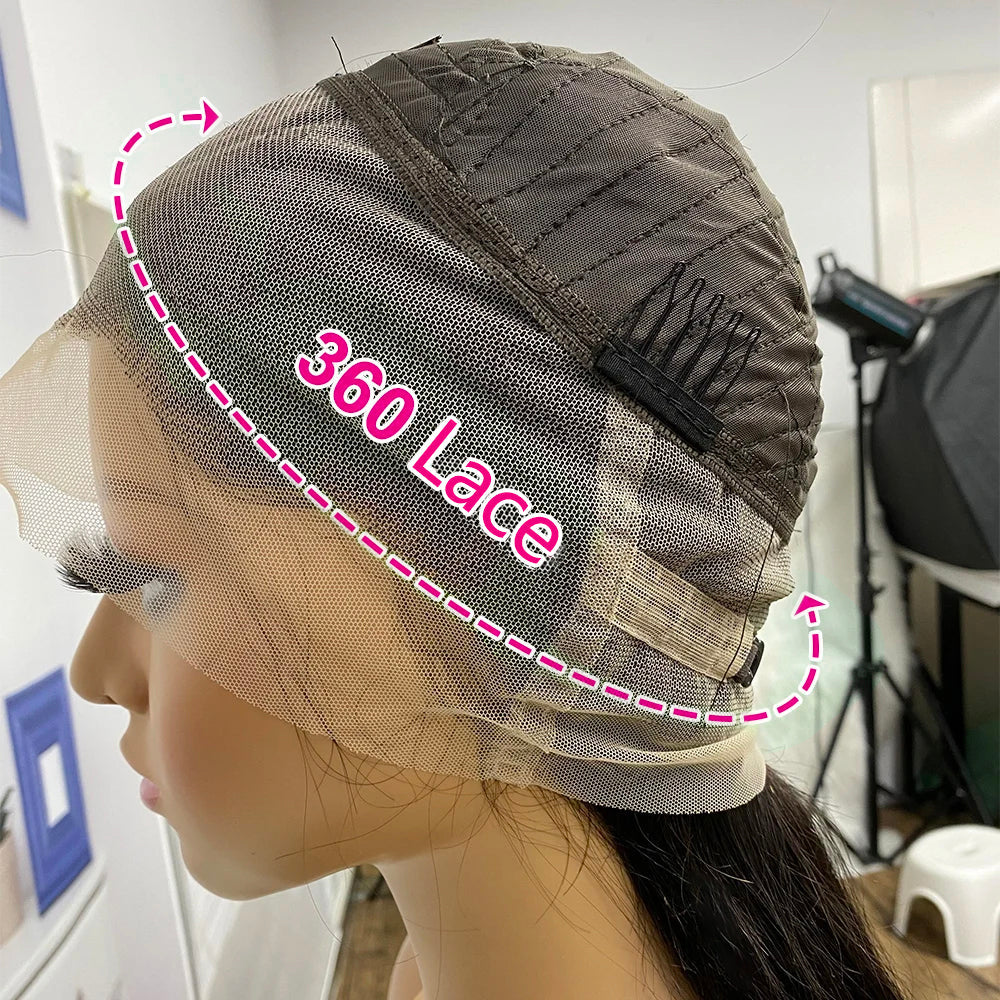 Straight Hair 360 Lace Frontal Wigs Pre Plucked With Baby Hair 100% Virgin Human Hair Wigs Near Me-GeetaHair