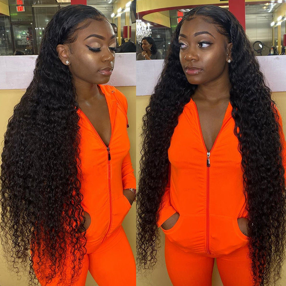 40 Inch Long Black Hair Kinky Curly HD Lace Front Wig Super Long Length Human Hair Wigs For Women
