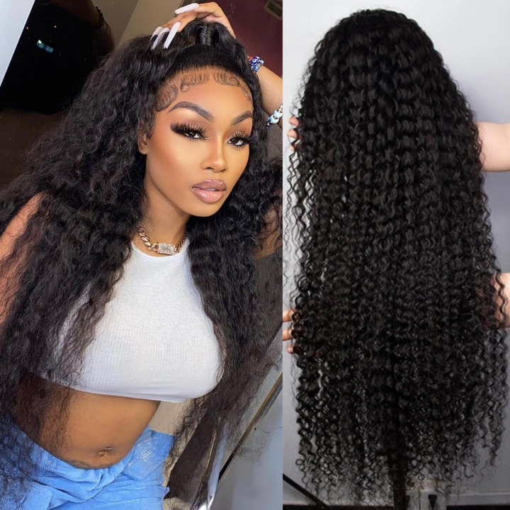 40 Inch Long Black Hair Curly HD Lace Front Wig Super Long Length Human Hair Wigs For Women
