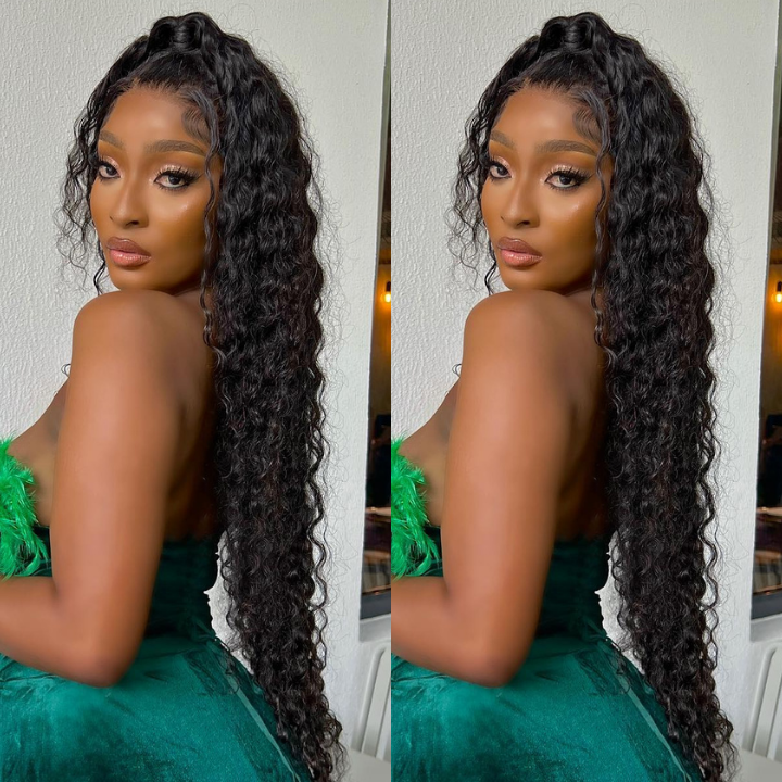 40 Inch Long Black Hair Curly HD Lace Front Wig Super Long Length Human Hair Wigs For Women