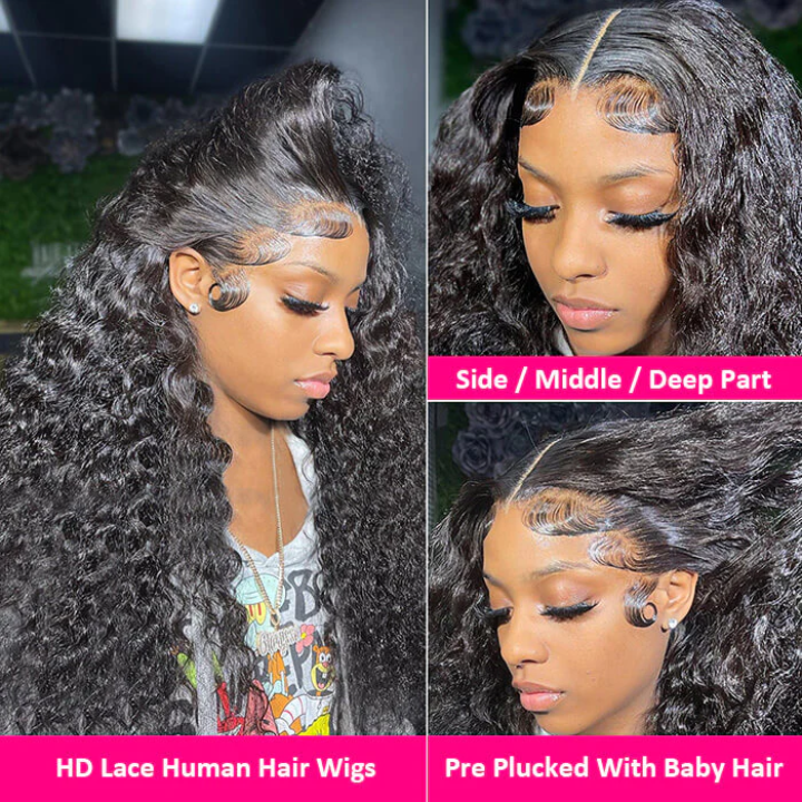 40 Inch Long Black Hair Water Wave HD Lace Front Wig Super Long Length Human Hair Wigs For Women