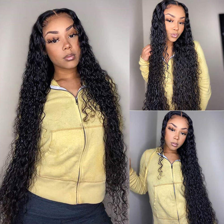 40 Inch Long Black Hair Water Wave HD Lace Front Wig Super Long Length Human Hair Wigs For Women