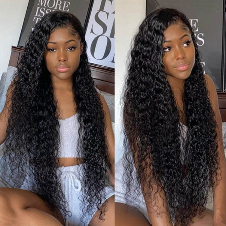 40 Inch Long Black Hair Water Wave HD Lace Front Wig Super Long Length Human Hair Wigs For Women