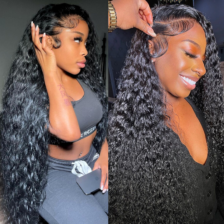 40 Inch Long Black Hair Water Wave HD Lace Front Wig Super Long Length Human Hair Wigs For Women