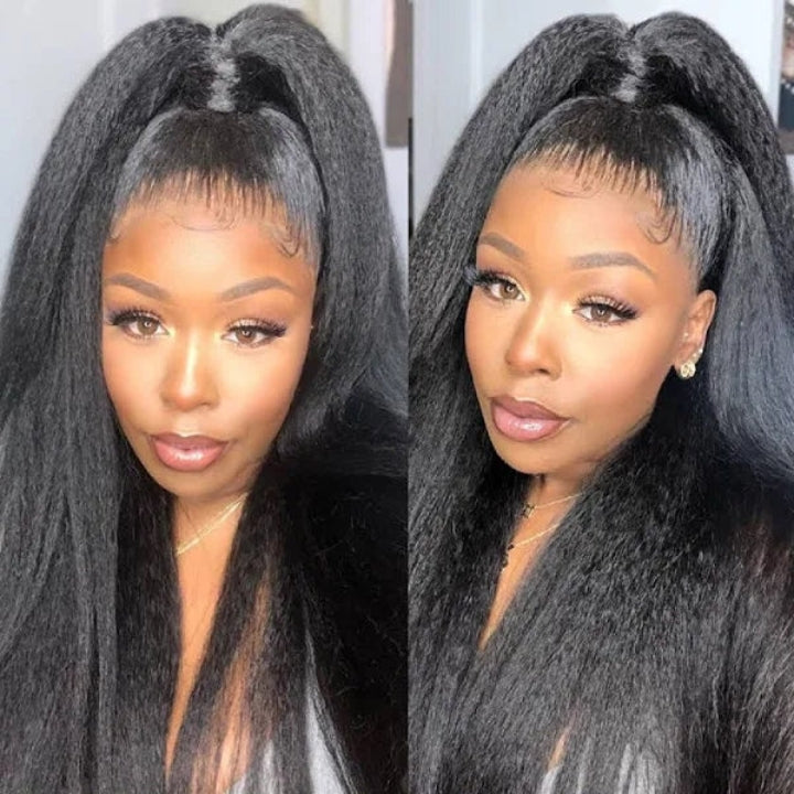 40 Inch Long Black Hair Kinky Straight HD Lace Front Wig Super Long Length Human Hair Wigs For Women