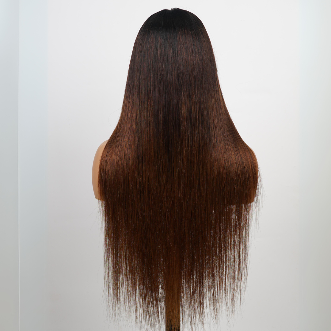 24 Hours Shipping Brown Straight Glueless Wigs T1B/2/4 Ombre 13X4 Lace Front Wig Human Hair Pre Plucked