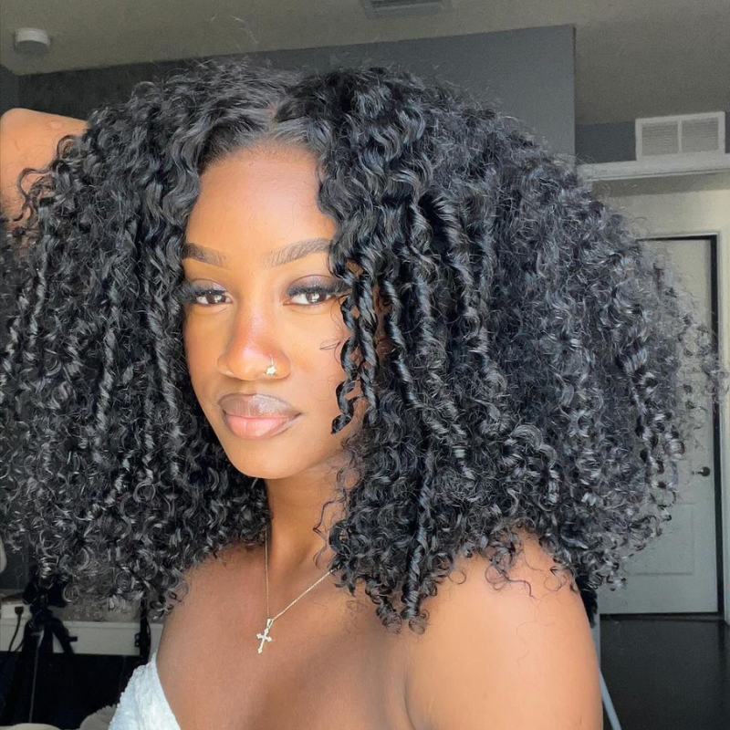 Full 250% Density Finger Coily Curly Glueless Wig 13x4 Curly HD Lace Front Wigs Pre Bleached Natural Hairline