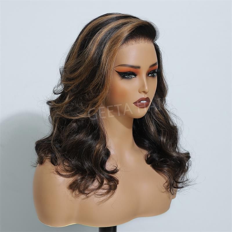 24 Hours Shipping Highlight Brown Glueless G1B/30 Color Body Wave 13x4 HD Lace Front Wig Pre Plucked 180% Density