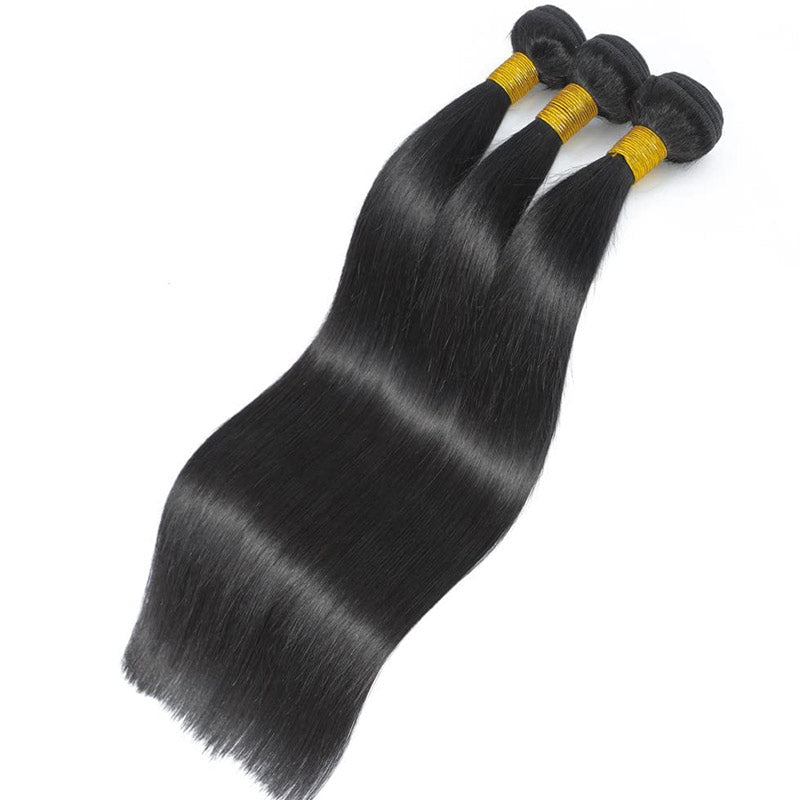 GeetaHair 3 Bundles Brazilian Straight Hair with 13x4 Ear to Ear Lace Frontal