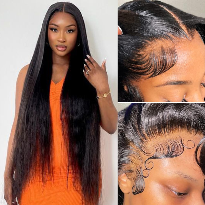 40 Inch Long Black Hair Straight HD Lace Front Wig Super Long Length Human Hair Wigs For Women