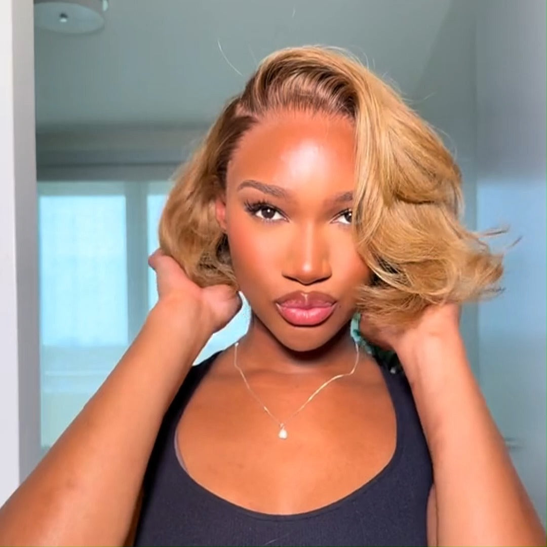 #4/27 Colored Wigs Natural Wavy 13x4 Lace Front Human Hair Wig Pre Plucked 250% Density No Code Needed