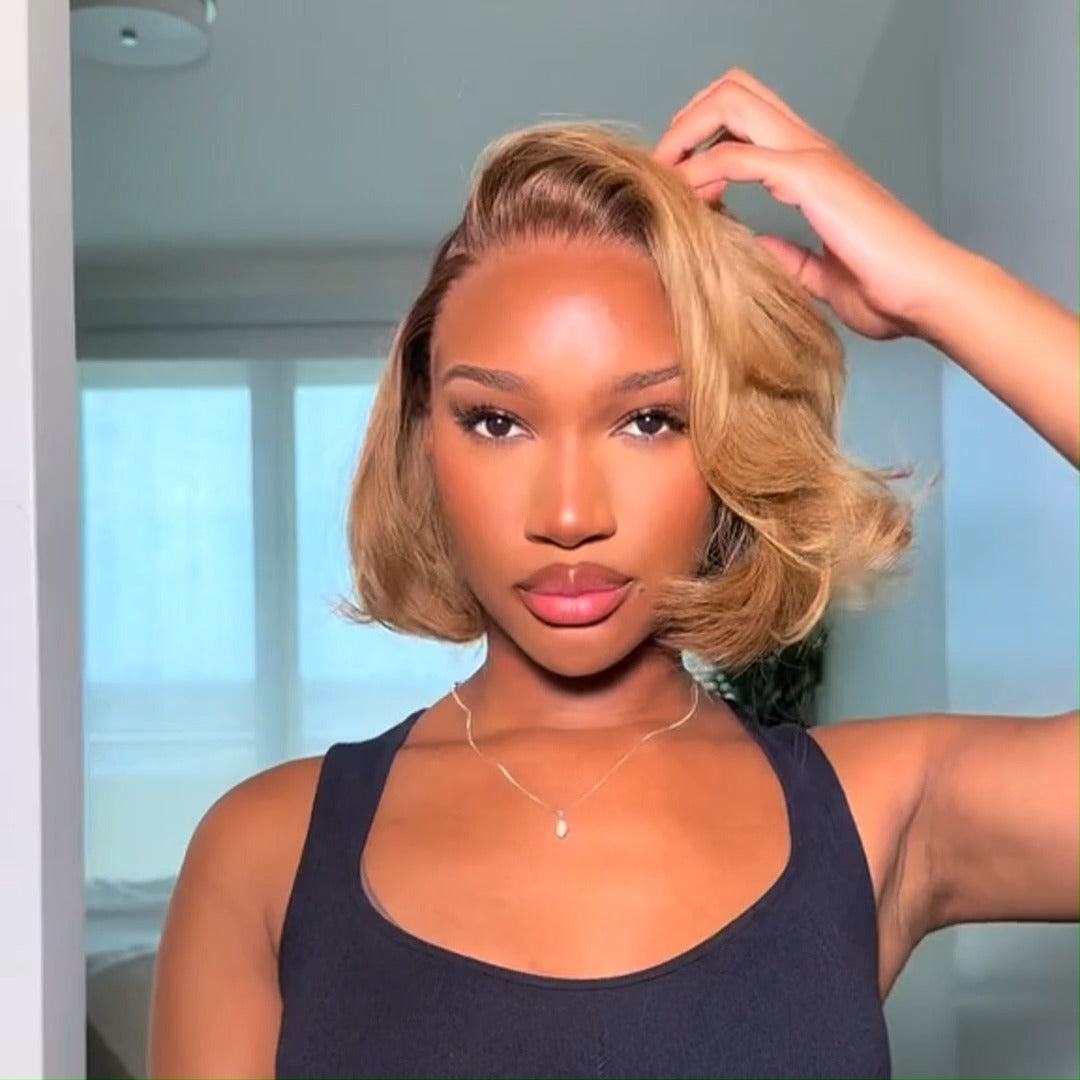 #4/27 Colored Wigs Natural Wavy 13x4 Lace Front Human Hair Wig Pre Plucked 250% Density No Code Needed