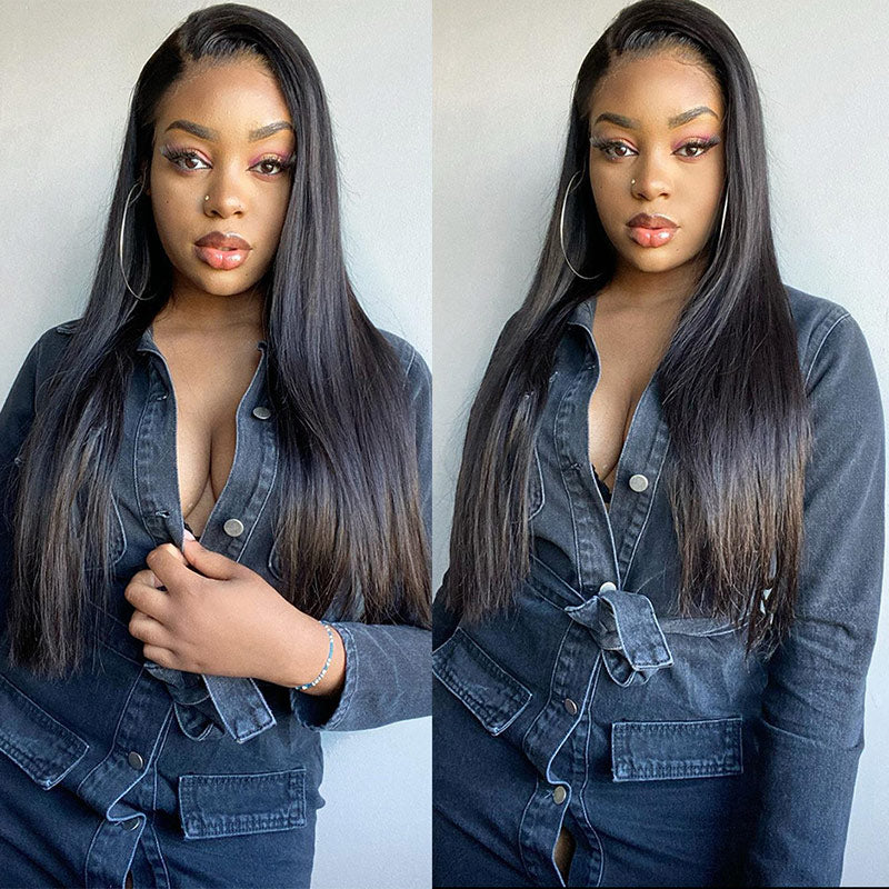 Geetahair Long Straight Hair 4 Bundles With 13x4 Lace Frontal 100% Unprocessed Human Hair No Tangles