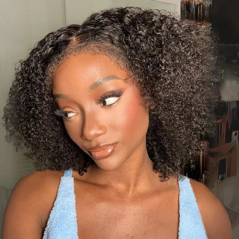 4C Kinky Edges 360 Full Lace Frontal Kinky Curly Human Hair Wigs Pre Plucked Wigs With Kinky Edges