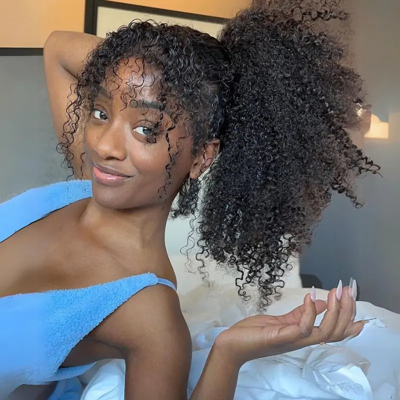 4C Kinky Edges 360 Full Lace Frontal Kinky Curly Human Hair Wigs Pre Plucked Wigs With Kinky Edges