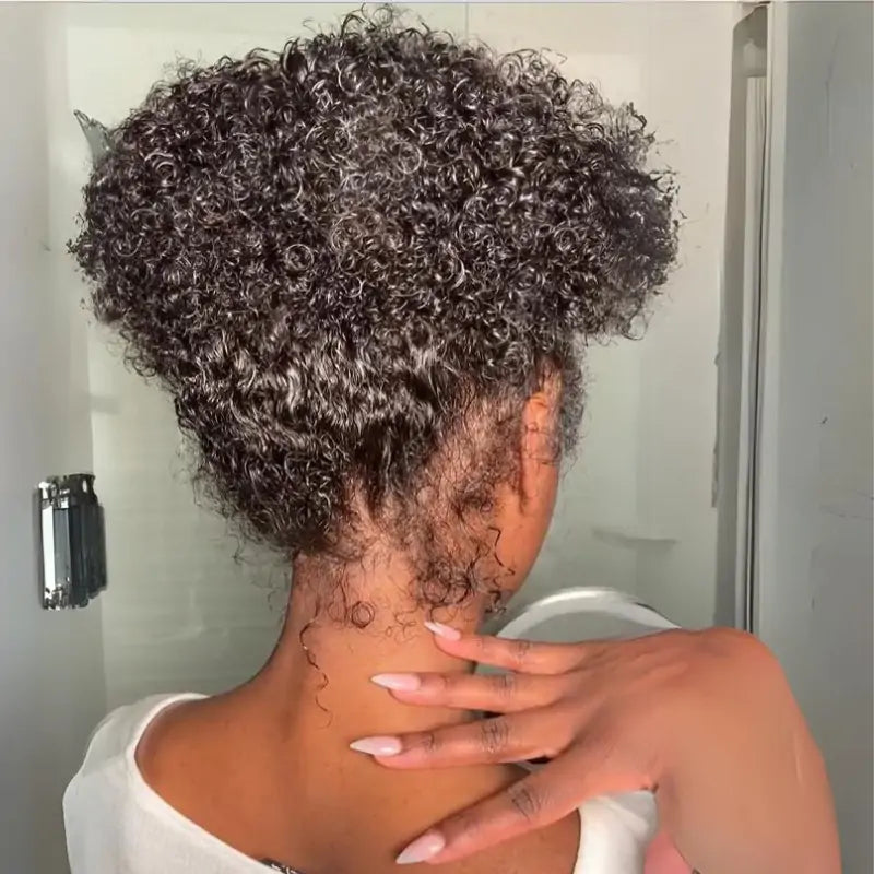 4C Kinky Edges 360 Full Lace Frontal Kinky Curly Human Hair Wigs Pre Plucked Wigs With Kinky Edges