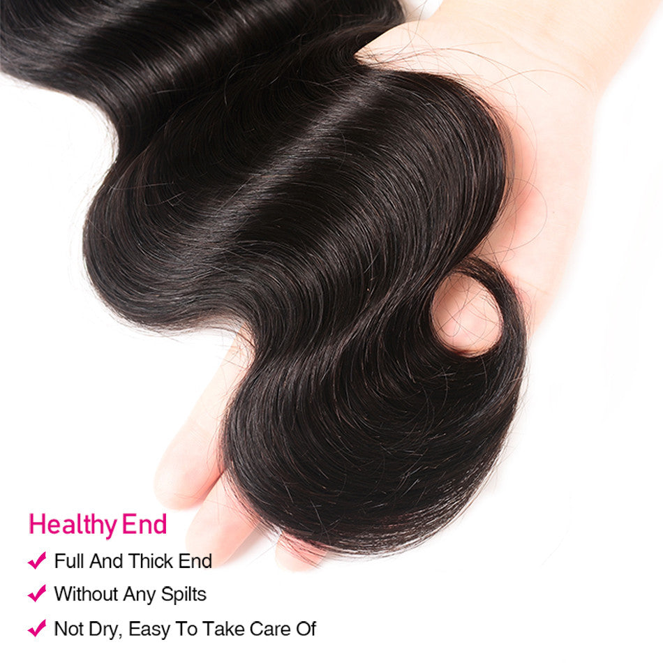 GeetaHair 4 Bundles With 4x4 Lace Closure Body Wave 100% Unprocessed Human Hair