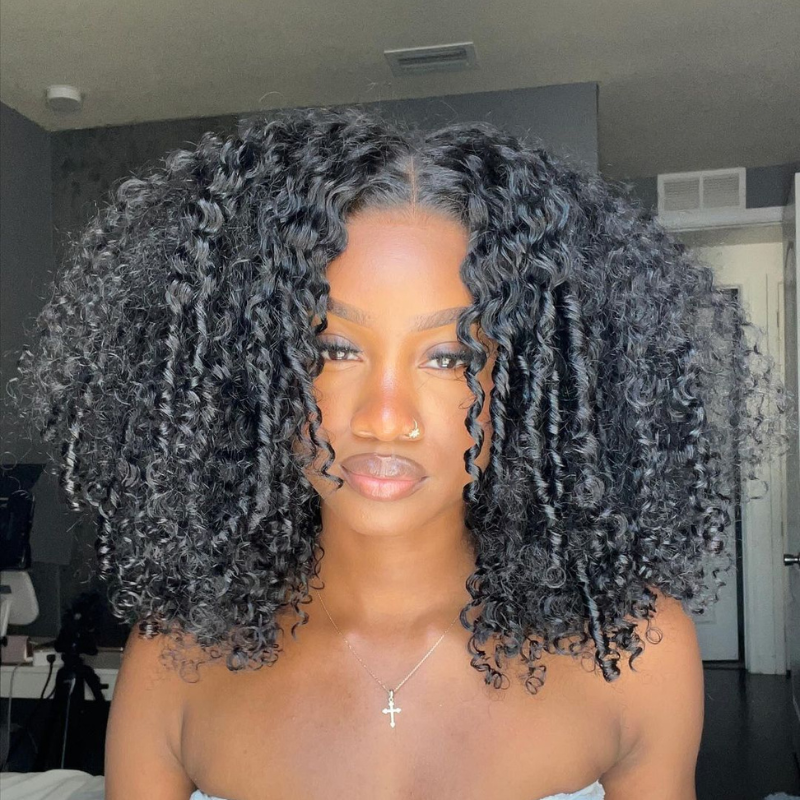 Full 250% Density Finger Coily Curly Glueless Wig 13x4 Curly HD Lace Front Wigs Pre Bleached Natural Hairline