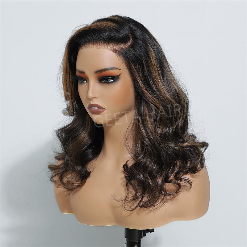 Highlight Brown Glueless G1B/30 Color Body Wave 13x4 HD Lace Front Wig Pre Plucked 180% Density-Geeta Hair