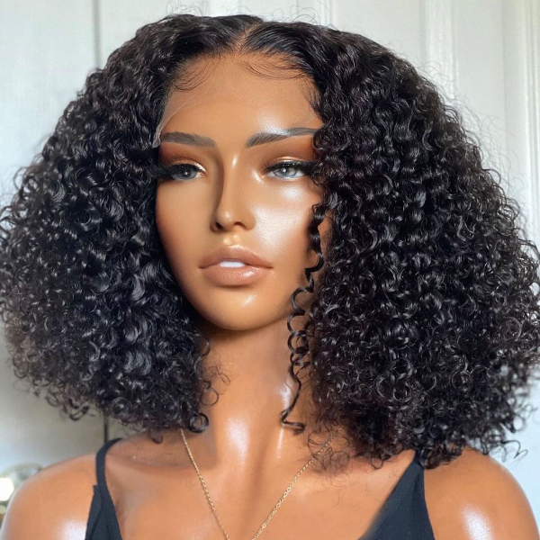Short Curly Bob 4x4 HD Lace Closure Wig Thick Human Hair Bob Wigs 180%/250% Density With Baby Hair-Geeta Hair