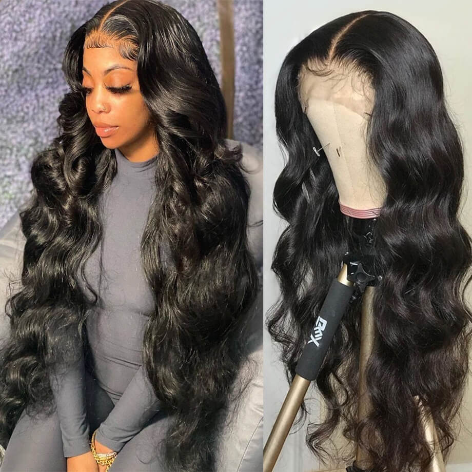 4x4/13x6 HD Lace Closure Body Wave Hair Pre Plucked Natural Hairline Glueless Human Hair Wig -Geeta Hair