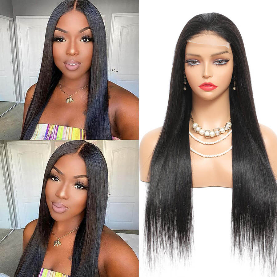 Natural Straight Hair 4x4 Lace Closure Wig Pre Plucked With Baby Hair Glueless 100% Real Humam Hair Wig-Geeta Hair