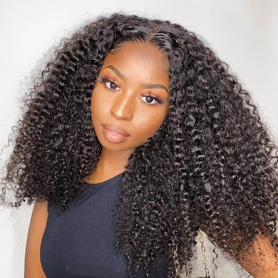 Kinky Curly 4x4 HD Lace Closure Wig Pre Plucked 100% Virgin Real Human Hair Wigs-Geeta Hair