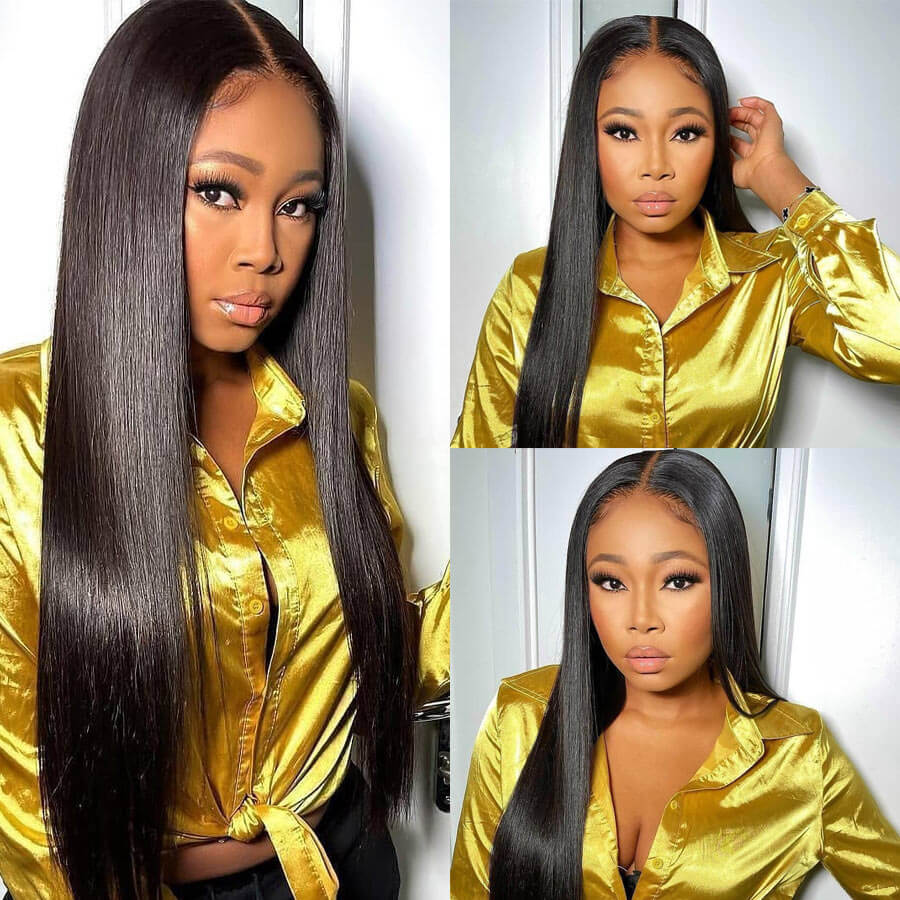 Natural Straight Hair 4x4 Lace Closure Wig Pre Plucked With Baby Hair Glueless 100% Real Humam Hair Wig-Geeta Hair