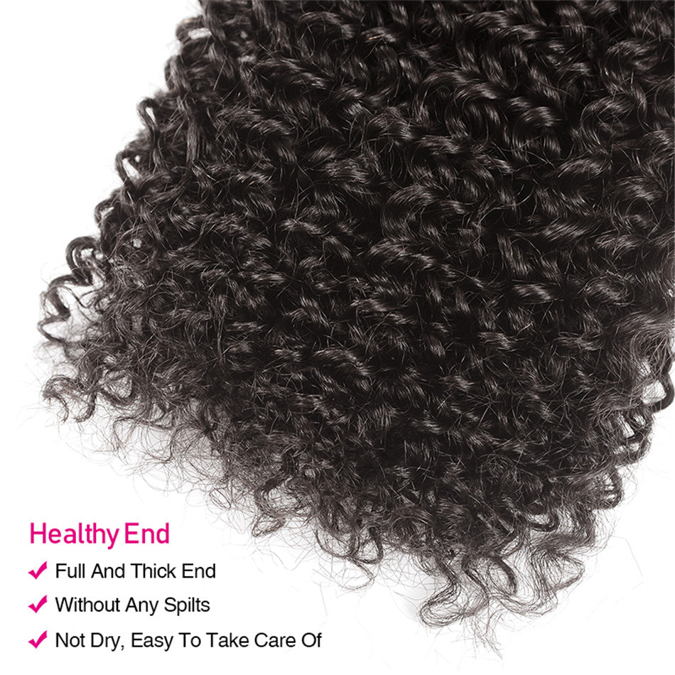 GeetaHair Kinky Curly 4 Bundles With 13x4 Lace Frontal Virgin Human Hair Extensions