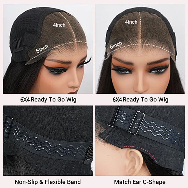 Natural Wave Curly Glueless Wigs Short Curly Bob Wigs 4x6 Pre Cut Wear Go Wigs Pre Plucked No Code Needed