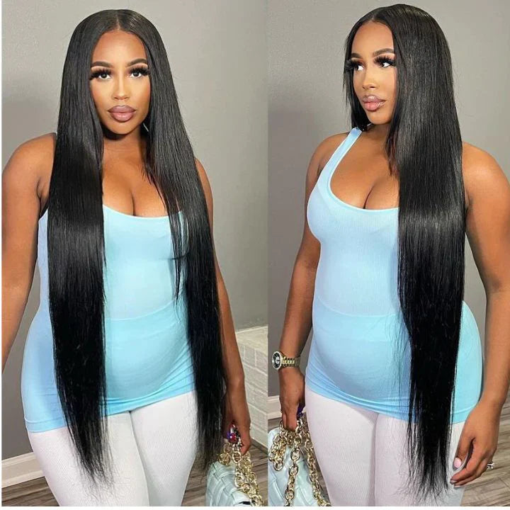 40 Inch Long Black Hair Straight HD Lace Front Wig Super Long Length Human Hair Wigs For Women