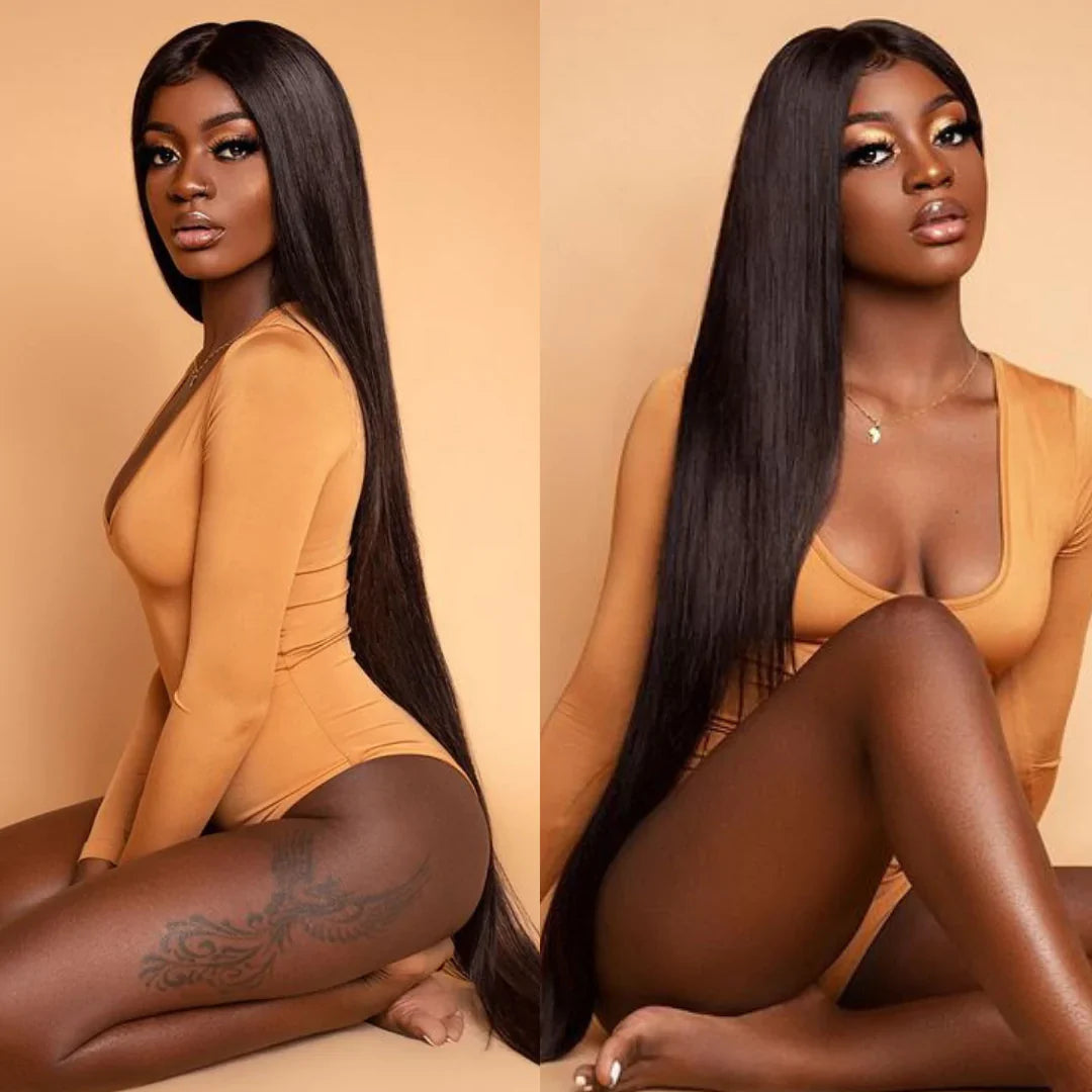 40 Inch Long Black Hair Straight HD Lace Front Wig Super Long Length Human Hair Wigs For Women