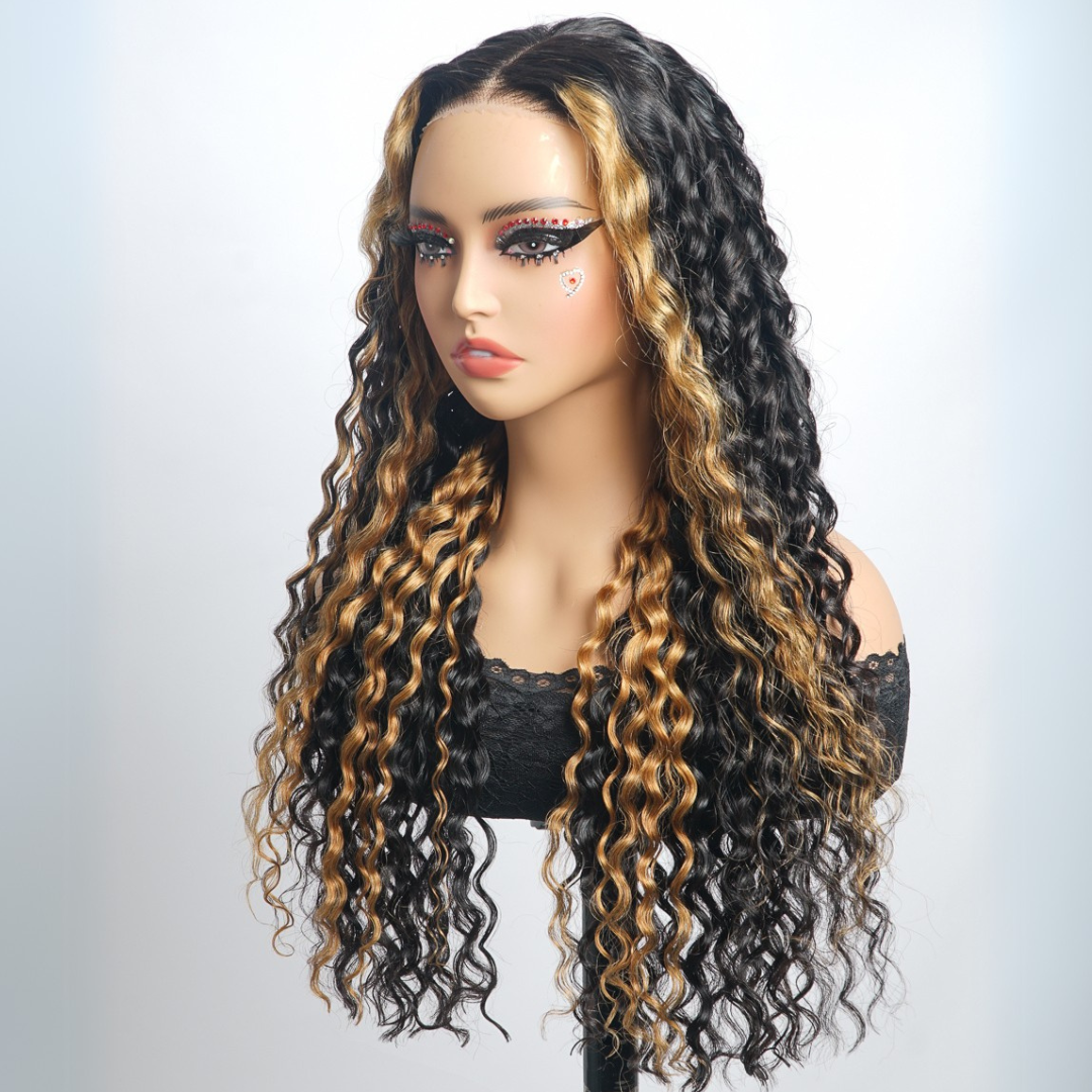 Highlight Blonde Lace Frontal Wigs Loose Wave 13x4 Lace Front Human Hair Wig Pre Plucked 250% Density