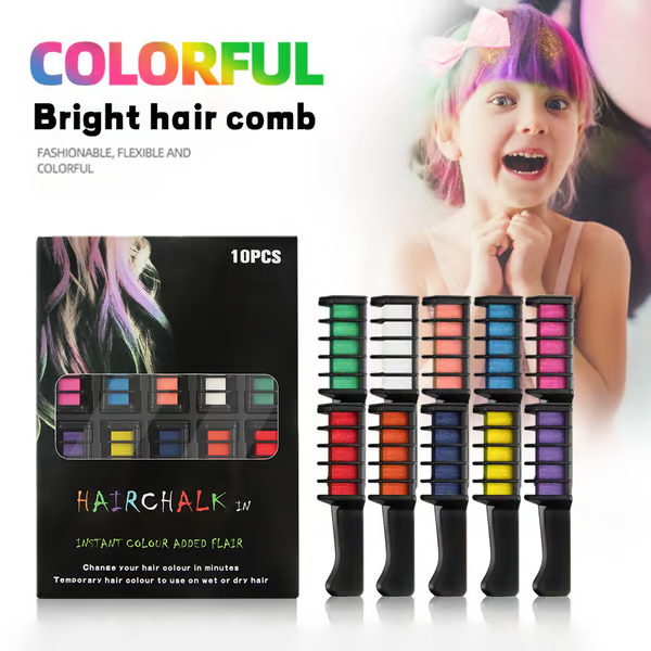 Disposable DIY Hair Dyeing Comb Easy Cleaning Hair Chalk Comb With Hair Dye For Girls Makeup Hair Coloring Products