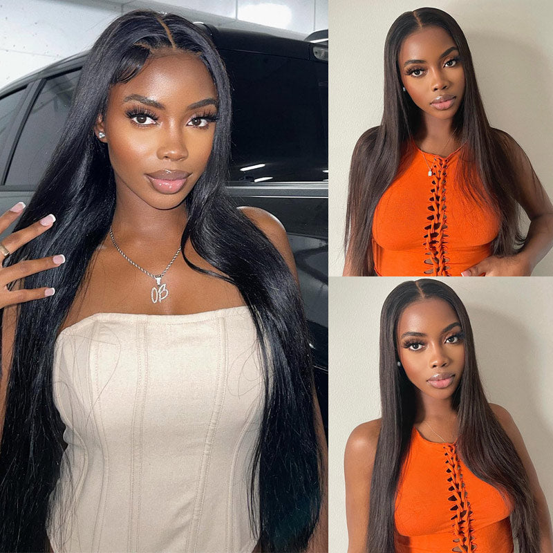 Pre Plucked Long Straight Hair Glueless 5x5 Transparent HD Lace Closure Wig Natural Black Human Hair Wig -Geeta Hair