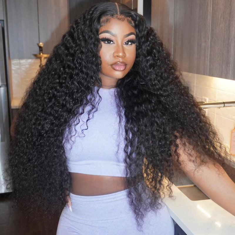 $199=30inch Deep Curly Glueless 13x4 HD Transparent Lace Front Wig Pre Plucked Brazilian Virgin Lace Front Wig with Baby Hair No Code Needed