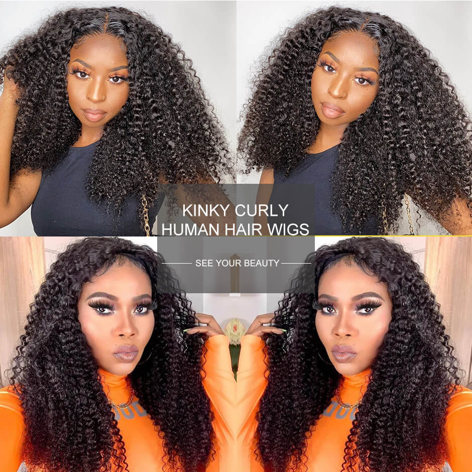 HD Lace Glueless 5x5 Closure Wig Pre Plucked Kinky Curly Invisible Lace Closure 100% Glueless Human Hair Wigs -Geeta Hair