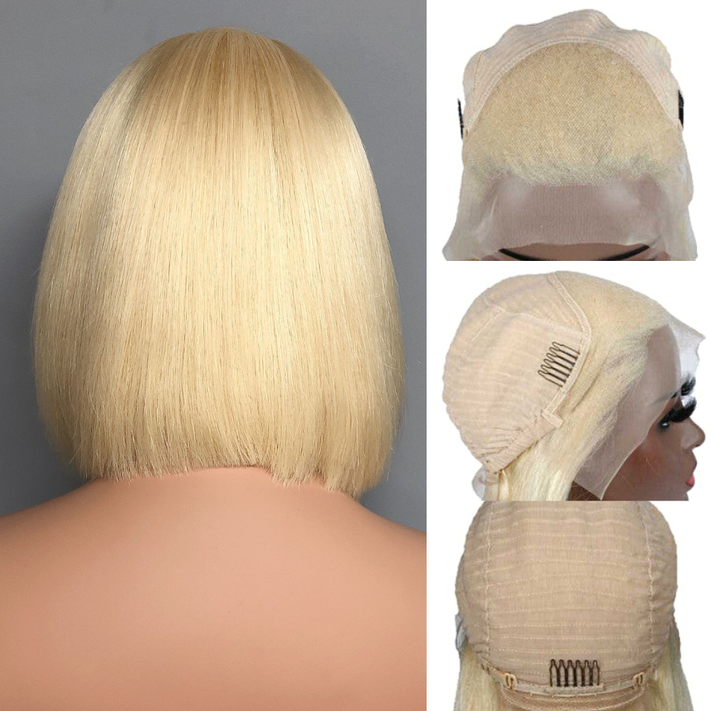 #613 Blonde 13x4 Short Bob Lace Front Wig Straight Hair Undetectable Lace Wig Pre Plucked With Baby Hair Natural Hairline Glueless Wig-Geeta Hair