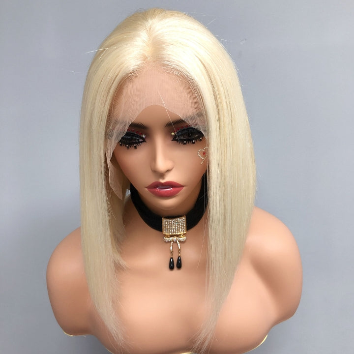 #613 Blonde 13x4 Short Bob Lace Front Wig Straight Hair Undetectable Lace Wig Pre Plucked With Baby Hair Natural Hairline Glueless Wig-Geeta Hair