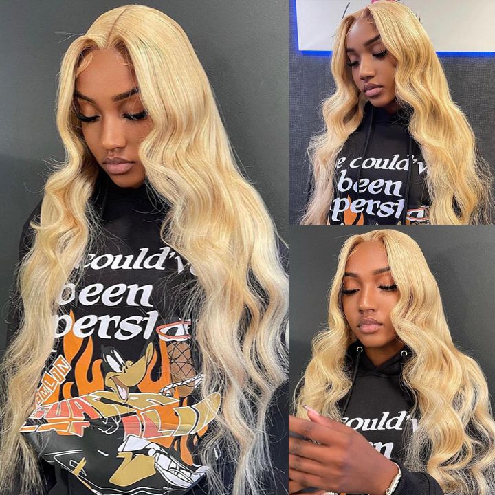 613 Hair Body Wave 5x5 Closure HD Lace Front Wig Blonde Pre Plucked Glueless Human Hair Wigs