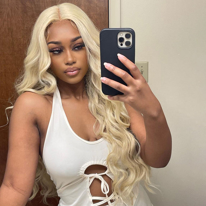 613 Hair Body Wave 5x5 Closure HD Lace Front Wig Blonde Pre Plucked Glueless Human Hair Wigs